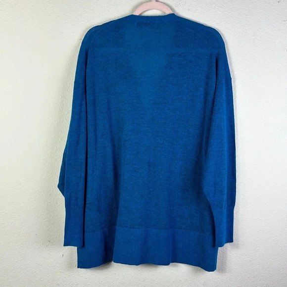 Zara Wool Alpaca Blend V-Neck Oversized Lightweight Cardigan teal blue sz medium - Picture 4 of 9